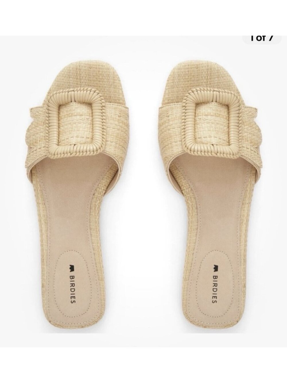 Birdies The Kiwi Natural Raffia Slide Sandals Buckle Woven Slip On Shoe 7.5 NEW - Picture 3 of 12
